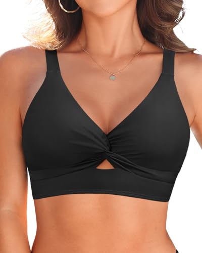 Women Underwire Bikini Top Only - Push Up Swimsuit Top Large Bust Bathing Suit Tops 2025 Supportive Swim Tops Black L