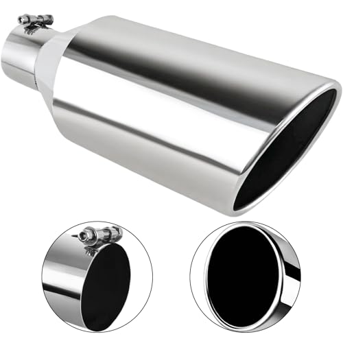 Image of MuHize 3 Inch Inlet Exhaust Tip, 6 inch Outlet 15 inch Overall Length Tail Pipe