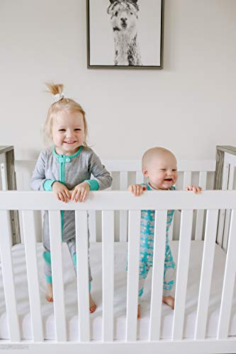 baby deedee Sleepsie Cotton Quilted Footie Pajama,Heather Gray/Teal,12-18 Months,5282