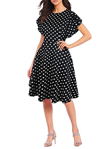 Image of oxiuly Wedding Church Vintage Cocktail Dresses with Pockets Summer Casual Floral Dress for Women Flare376