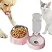 Baoblaze Double Cat Bowls Raised Cat Dish with Automatic Water Bottle,15°Tilted,2 in 1,Pet Feeder,Pet Food Water Bowl for Puppy Kitten, Pink