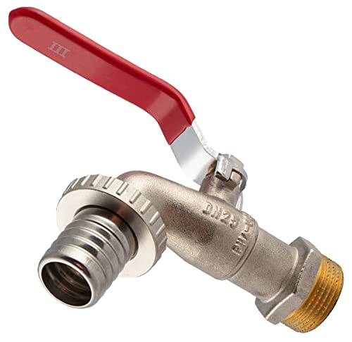 konst-install Kugelauslaufhahn mit Metall Auslauf, 1", Absperrhahn, Auslaufhahn, Wasserversorgung, Zentralheizung, Druckluftsysteme, leichte Montage, Kugelhahn Messing Cover