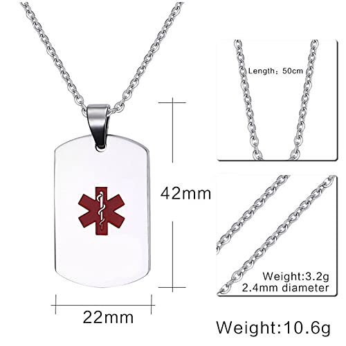 prana ustomize,Medical Alert ID Dog Tag Stainless Steel Necklace Women/Men Medical Emergency Identification4
