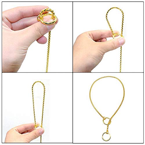 15mm Strong Silver Gold Stainless Steel Slip Dog Collar Metal Training Choke Chain for Large Dogs 20inch by Lakke - Image 2