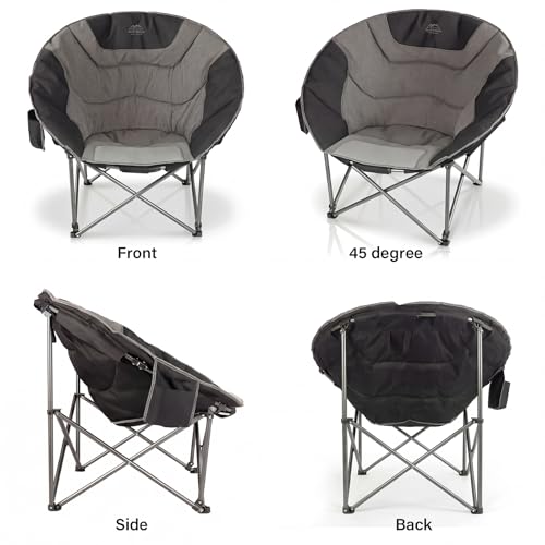 Silla de Camping Portátil Oversized Moon, Silla de Césped Plegable Redonda con Portavasos, Resistente para 500 lbs, Ideal para Camping, Senderismo, Picnics y Playa, Negro miniatura 6