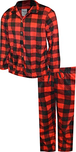 Men's Red and Black Buffalo Plaid Traditional Fleece Guys Pajama