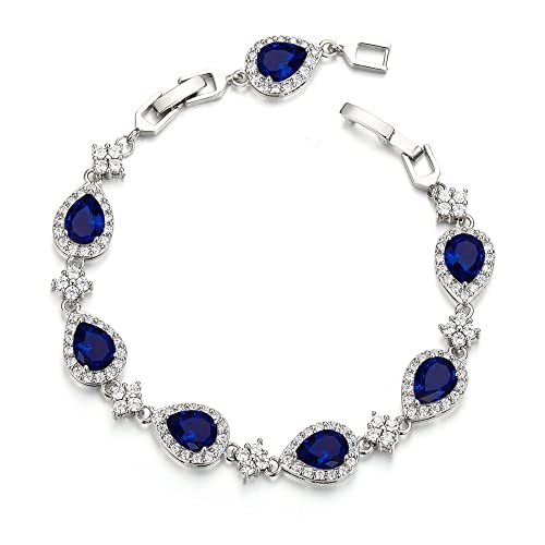 EVER FAITH Wedding Bridal Bracelets for Brides Bridesmaids, Gorgeous Cubic Zirconia Classic Teardrop Tennis Braceletss for Women Jewelry