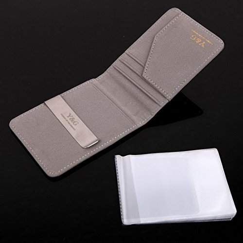 Y&G YCC1005 Gray Black Leather Wallet Money Clip 15 Card Holder Designer For Mens Perfect Economics Presents - Thumbnail 5