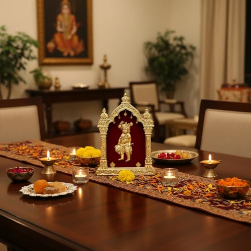 Image of Aarya24KT EKA Temple Series Standing Bal Gopal Table Top Premium Gold Foil Artwork with Metal Stand | Divine Lord Krishna Inspired Spiritual Decor for Home, Office & Pooja Space | Auspicious Gift