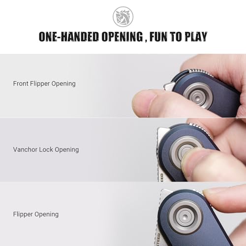 Image of Vosteed Corgi V EDC Folding Pocket Knife - 2.36 inch 14C28N Satin Drop Point Blade - Vanchor Lock, Dark Slate Blue Aluminum Handle - Camping, Fishing Knives - A3713