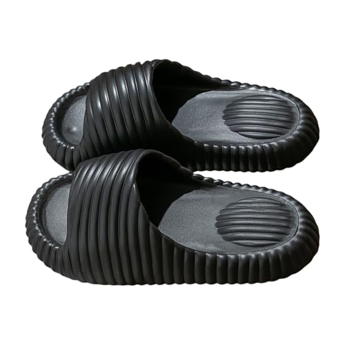 Chanclas de baño para hombre y mujer, zapatillas de baño, cómodas, pantuflas para el hogar, pantuflas de baño, pantuflas de verano, antideslizantes, de EVA, súper suaves, zapatos de nube, Negro , 46