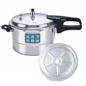 Ccarzzi Aluminum Pressure Cooker 7L Dual Handle Pressure Cooker with Steamed Slice for All Hob Types, Kitchen and Dining
