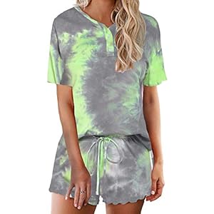 Ekouaer Tie Dye Pajamas Set Womens Loungewear Sleepwear 2 Piece PJ Sets