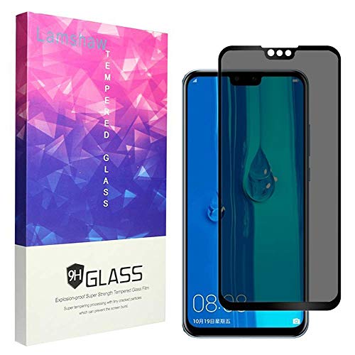 for Huawei Y9 2019 Privacy Screen Protector, Lamshaw Anti Spy Anti Peep Full Covergae Privacy Tempered Glass Screen Protector for Huawei Y9 2019 (Black)