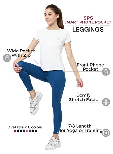 Image of TRUEREVO Sports Leggings for Women-Stretch Dryfit High Waist 7 /8th Gymwear Pants with Back Zipper Pocket-Quick Dry Activewear-Training Tights- for Yoga, Sports, Gym, Workout and Running
