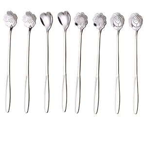 8 stuks latte lepels roestvrijstalen lepels macchiato lepels gebruikt voor latte koffie espresso warme chocolademelk warme dranken dessert en ijs ijscoupe