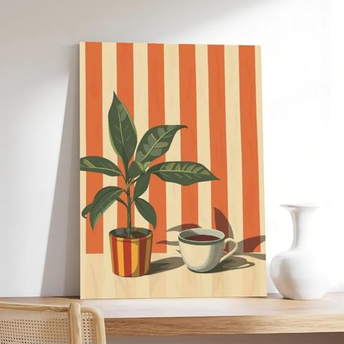 Toile rétro café rayée le cadeau déco chambre idéal - 7