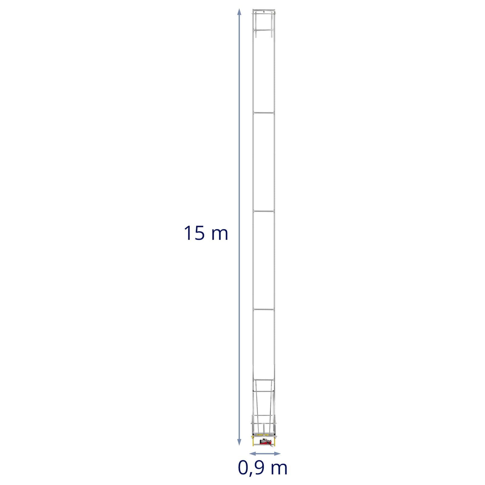 MSW Elevador de tejados 15 m hasta 200 kg 1500 W 12 m/min 150 x 70 cm Diseño Vertical también para Tejados Planos Ascensor de construcción Elevador de escalera Elevador de techo