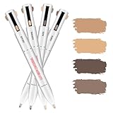 4 in 1 Makeup Pen, Eyebrow Contour Highlight Pen Brow Defining Pencil, Natural Brows Makeup Cosmetic Tool, All in One Long-Lasting Eye Pencil Compact for Travel (Medium)