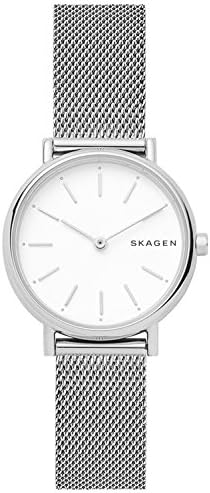 SKAGEN Signatur Lille Watch for Women, Silver Tone Quartz Two Hand Movement with Stainless Steel or Leather Strap