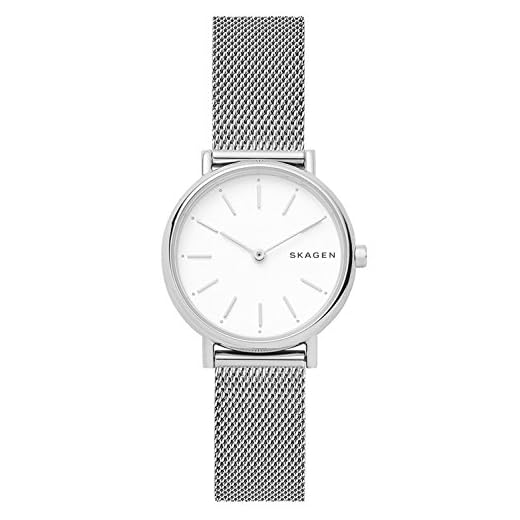 Skagen Signatur Uhr für Damen, Quarzwerk mit Edelstahl- oder Lederarmband, Silberton und Weiß, 30MM
