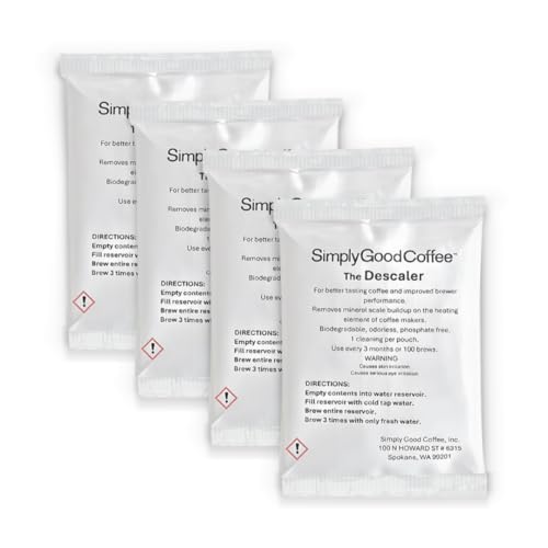 Simply Good Coffee Descaler. Descaling Solution for Coffee Maker. Universal Descaling Liquid. Coffee Machine All Natural Descaler. 4 Packs