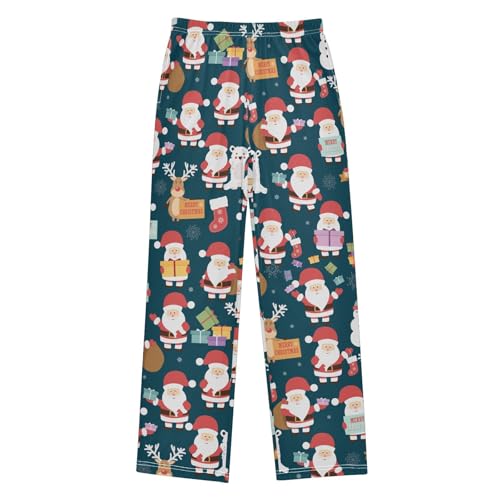 ZZXXB Xmas Santa Claus Moose Boys Long Pants Soft Trousers Elastic Waist Kids Lounge Bottoms with Pockets S-XL