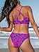 CUPSHE Women's Bikini Sets Two Piece Bathing Suits Floral Print Knot Bunny Tie, XL Blue/Magenta