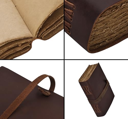 Carnet en cuir rustique marron foncé pour dessin et écriture de qualité