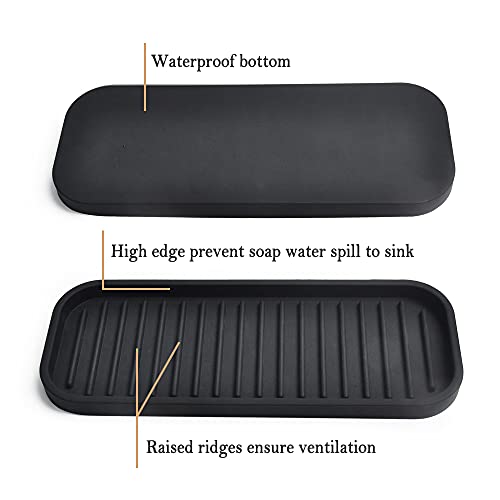 Silicone Sponge Holder Kitchen Sink Organizer Tray Dish Caddy Soap Dispenser, Scrubber Spoon Holder,Dishwashing Accessories 2 Pack (Black) #TOP3