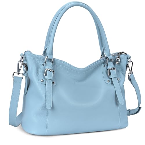 Image of HESHE Leather Purses and Handbag for Women Shoulder Bag Tote Top Handle Bag | Genuine Designer Large Capcity Hobo Crossbody Satchel Travel Work Ladies Zippered Ladies Daily Bag Adjustable Long Strap
