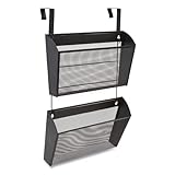 TRU RED 1-Pocket Mesh Letter Wall File - Hanging Office Organizer, Door and Cubicle Holder, Black, Pack of 2