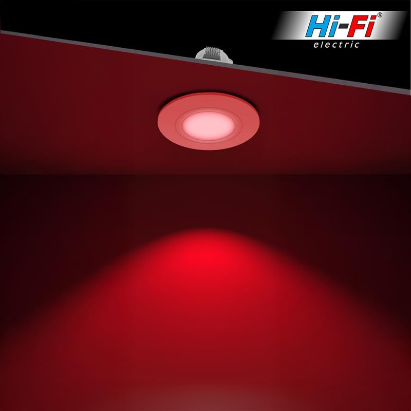 Image of elleys' ZIRA 3W LED Down Light (Red Light) Round Recessed Ceiling LED Light | Cut Out- 45 mm | BIS Certified & 4KV Surge Protection pop Lights for Ceiling (3W, Pack of 8)