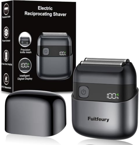 Mini Afeitadora Eléctrica Foil Shaver Hombre, Máquina de Afeitar de Barba y Cara con Láminas, Portátil e Inalámbrica, IPX7 Impermeable, Pantalla LED, Carga Rápida USB‑C, Ideal para Viajes Negro