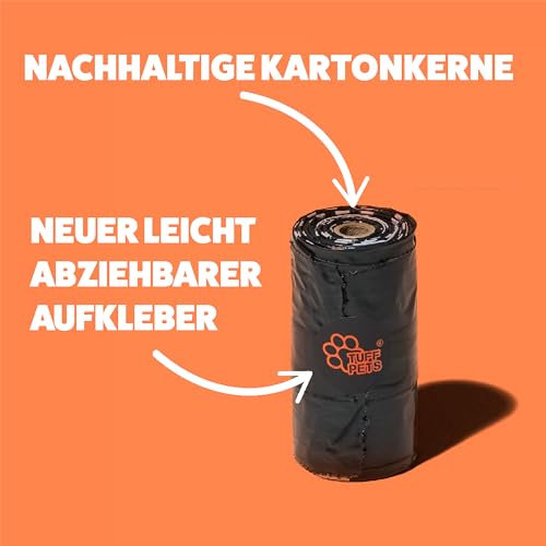 Tuff Pets Extra Stark Kotbeutel für Hunde mit Griffen | Hundekotbeutel Biologisch Abbaubar | Kotbeutel für Hunde Biologisch Abbaubar 50% dicker | Hundekotbeutel Maisstärke | 16 Rollen | 160 Beutel