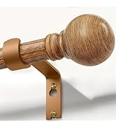 Boho Wood Curtain Rods for Windows 72 to 144 inch 1" Diameter Adjustable Heavy Duty Window Curtai...