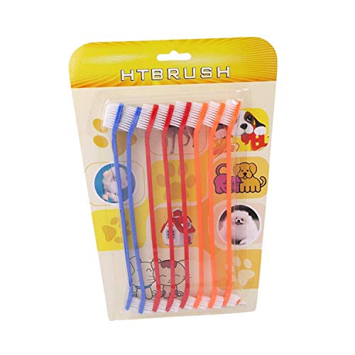 W9 Pet Products Double Headed Dog Cat Toothbrush Long Handle Pet Toothbrushes Dual Ended Dog Toothbrush Soft Bristles Dog Teeth Cleaning Brush for Pet Dog Puppy Kitten Dental Care