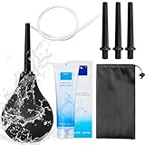 Analdusche für Frau und Mann,Klistiere zur Darmreinigung, Intimdusche,Darmreinigung Analspülung Set mit 37cm Silikonkatheter, 3 Spülaufsätze, 1 Aufbewahrungsbeutel,25g Wasserlösliches Gleitgel (224ML)