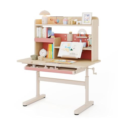 COSTWAY Schreibtisch Kinder, Kinderschreibtisch 52-74 cm...