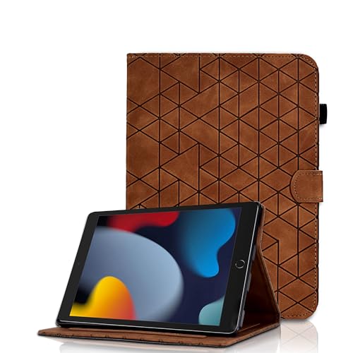 Capa para iPad de 10,2 polegadas 2021/2020/2019 (9.ª, 8.ª e 7.ª geração) Flip Cover de PU couro proteção multi-ângulos suporte case com auto-repouso/ativação protetora capa, castanho