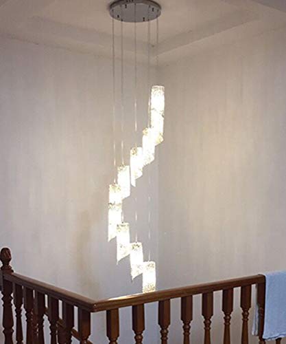 Spiral chandelier multi lights grand pendentif lumineux pour escalier long et salon