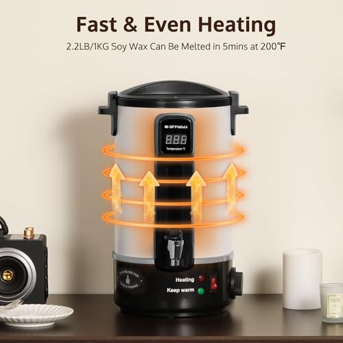 OFFNOVA Derretidor de cera para fabricação de velas, panela grande de 6 L com bico de núcleo de aque