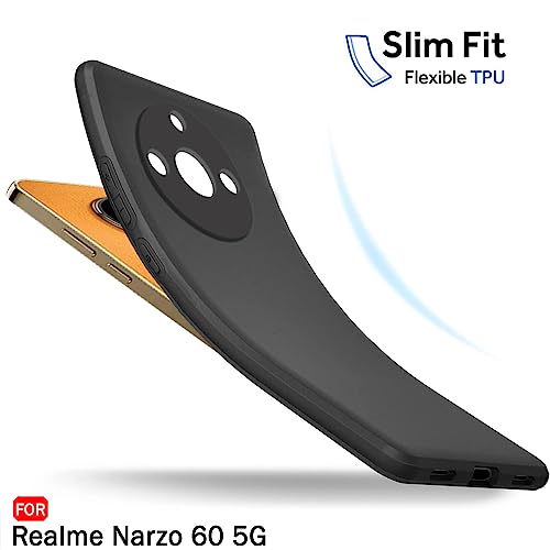 Image of TheGiftKart Sleek Back Cover Case for Realme Narzo 60 5G | Slim Fit Protective Design | Ultra Matte Finish | Camera Protection Bump | Soft Silicon Back Cover Case for Realme Narzo 60 5G (Black)