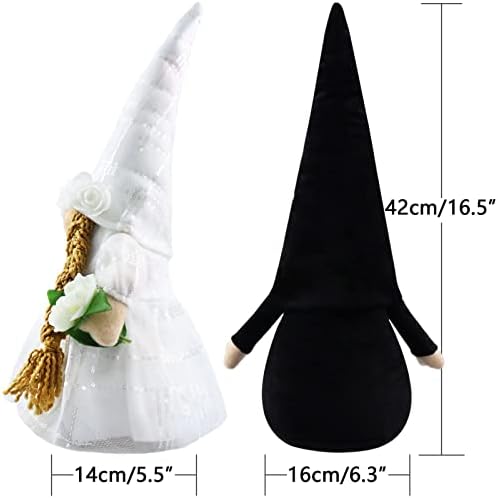 Gehydy Set of 2 Wedding Gonk Gnomes Bride and Groom Big Size Handmade Engagement Tomte Plush Home Ornaments Tabletop Holiday Figurines Tiered Tray Decorations