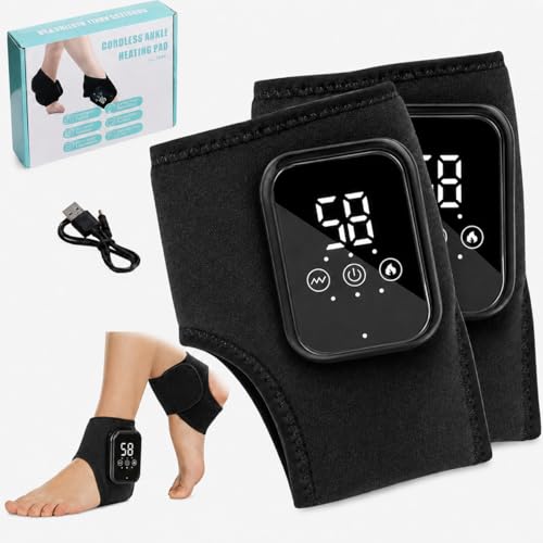 Foot Massager 3 in 1 Foot Massagers for Pain and Circulation Rechargeable Ankle and Heel Massager 2 Pack with Heat and 3 Modes Cordless Therapy Universal Left & Right Fit Black2pcs