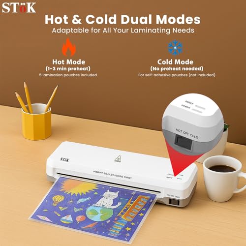 Image of SToK (ST-L11A) A4 Lamination Machine | 2 Rolller System for a Professional Finish at Home, Office & School | Fits Upto 9 Inch Wide Pages (1 Year Offsite Warranty)