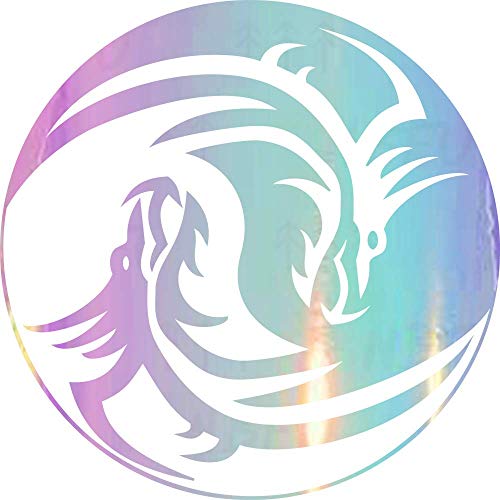 NBFU DECALS Dragon Yin Yang Tribal 1 (Holographic Opal Purple) (Set Of 2) Premium Waterproof Vinyl Decal Stickers For Laptop Phone Accessory Helmet Car Window Bumper Mug Tuber Cup Door Wall Decoration