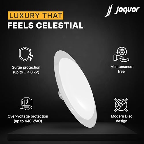 Image of Jaquar Moonlux 20W Disc Led Cool White Light, Round Indoor Lighting For Hotels, Hospitals, Retails Shops and Home Spaces | Modern Design with B22 Base | 2 Years Warranty | Pack of 1