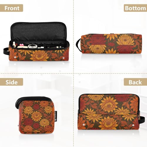 Estuche de viaje 2 en 1 para plancha rizadora con tapete para planchas y organizador para herramientas de cabello, bolsa de almacenamiento para rizador, plancha, secadora y accesorios en rojo y naranja con motivos de crisantemos William Morris miniatura 5
