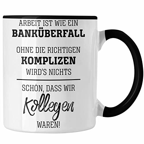 Trendation - Jobwechsel Tasse Geschenk für Kollegen Kollegin Abschied Abschiedsgeschenk Neuer Job Kaffeetasse Geschenkidee (Schwarz) Cover